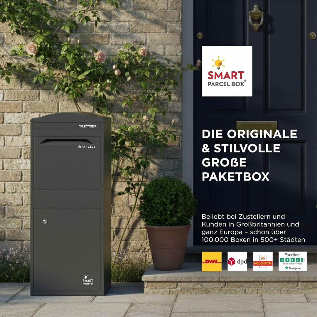 SMART PARCEL BOX Paketbox draussen, Standbriefkasten mit Paketfach, Paketbriefkasten XXL, grosse Pos