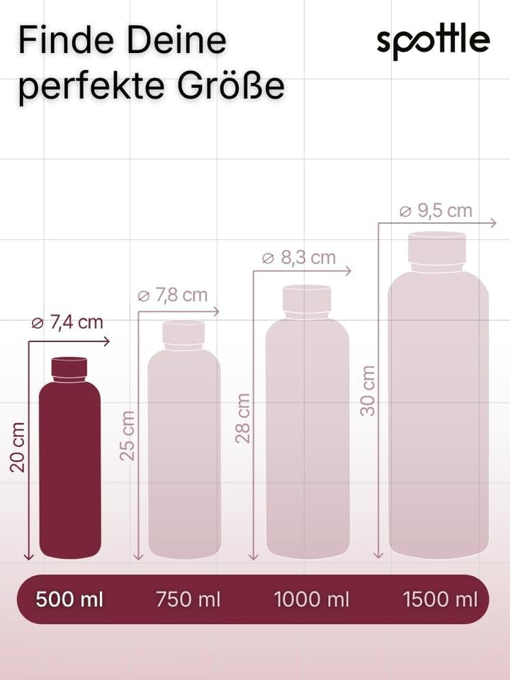 spottle Edelstahl Trinkflasche 500 ml – Thermosflasche aus Metall, doppelwandig, vakuumisoliert, Koh