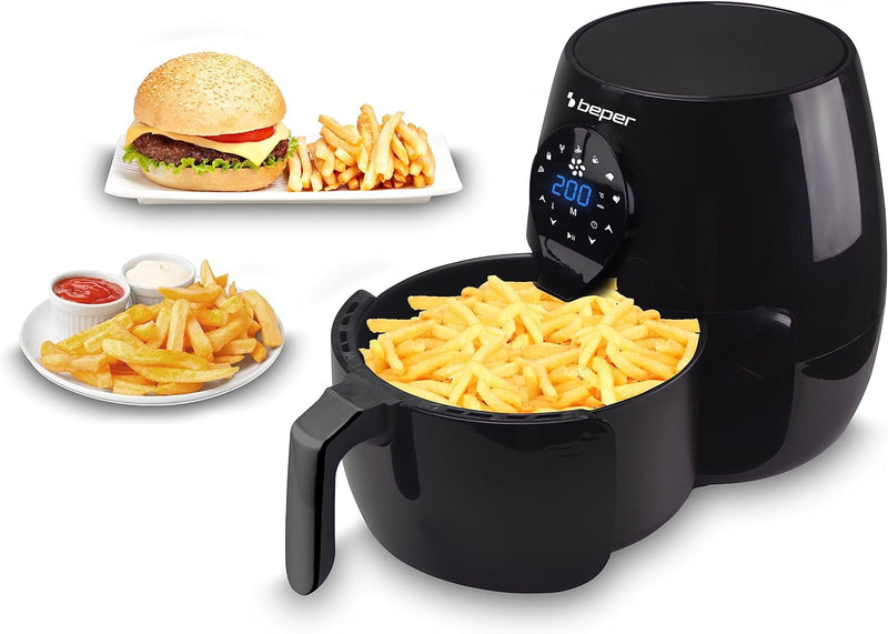 BEPER P101FRI050 Heissluftfritteuse, Frittieren ohne Öl, 5 l, Touchpad, 7 voreingestellte Programme,