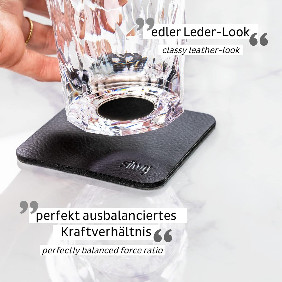 silwy® Hightech-Kunststoff-Magnet-Gläser inkl. Metall-Nano-Gel-Pads – rutschfeste Campinggläser, Boo