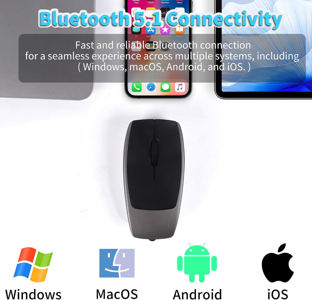 Bluetooth Maus, Upgrade Mini Kabellose Mouse zum Einsetzen einer TF-Karte, 2-in-1 Maus und TF-Karten