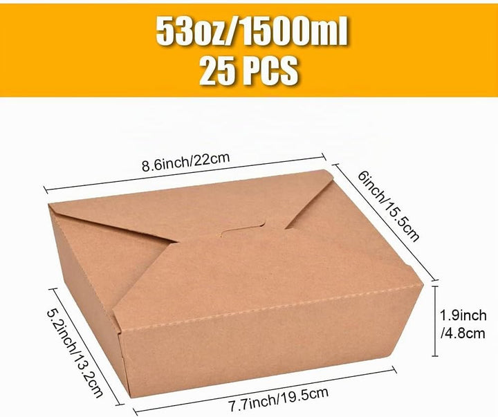 Kraftpapier Lunchbox, 25 Stücke Kraftkarton Snackboxen, Take Away Box, Öl und Wasserdicht, für Sandw