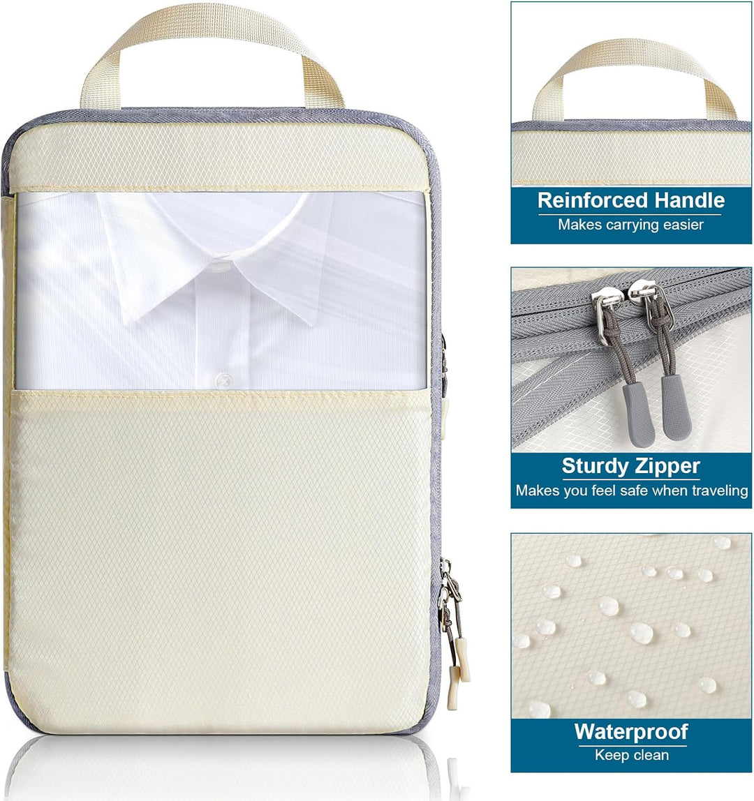 Cozary Koffer Organizer Packing Cubes Compression 4 Stück - Packwürfel mit hohem Fassungsvermögen, T
