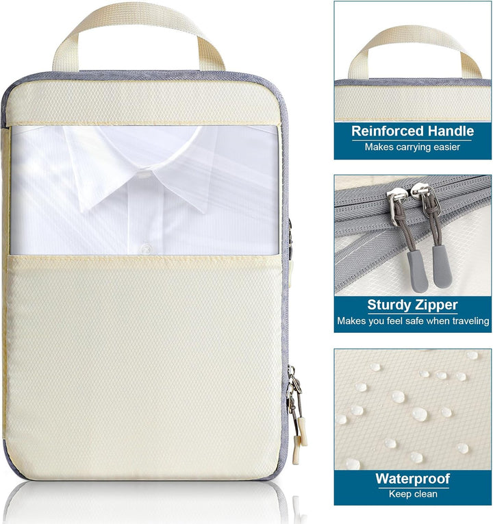 Cozary Koffer Organizer Packing Cubes Compression 4 Stück - Packwürfel mit hohem Fassungsvermögen, T