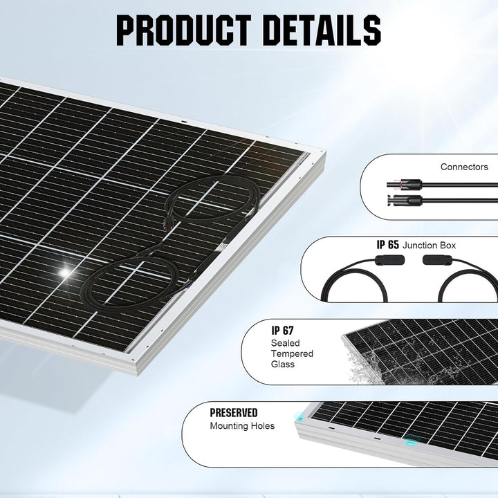 ECO-WORTHY 240W Bifazial Solarpanel, 2 Stücke 120W Monokristallines Solarmodul Ideal zum Aufladen vo