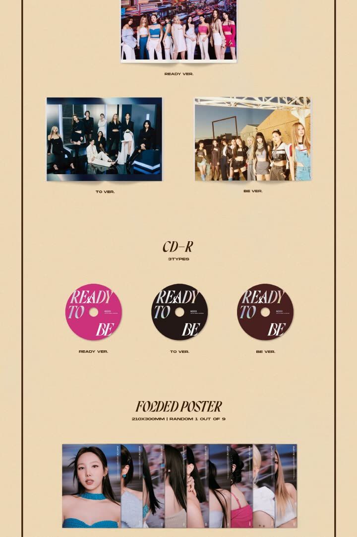 TWICE READY TO BE 12th Mini Album CD+POB+Folding poster on pack+Photobook+Postcard+Message photocard