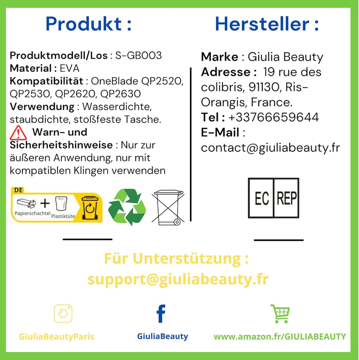 Giulia Beauty one Blade aufsätze Face&Body für One Blade QP2520, QP2530, QP2620, QP2630, QP27xx, QP2