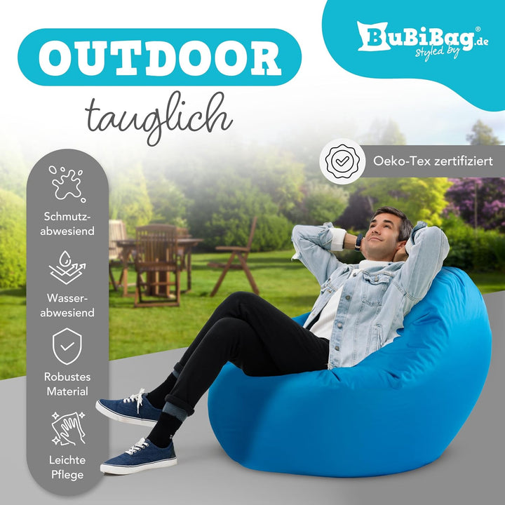 BuBiBag 2in1 Sitzsack L - XXL mit Füllung für Kinder &amp; Erwachsene, Gaming Beanbag &amp; Bodenkissen für