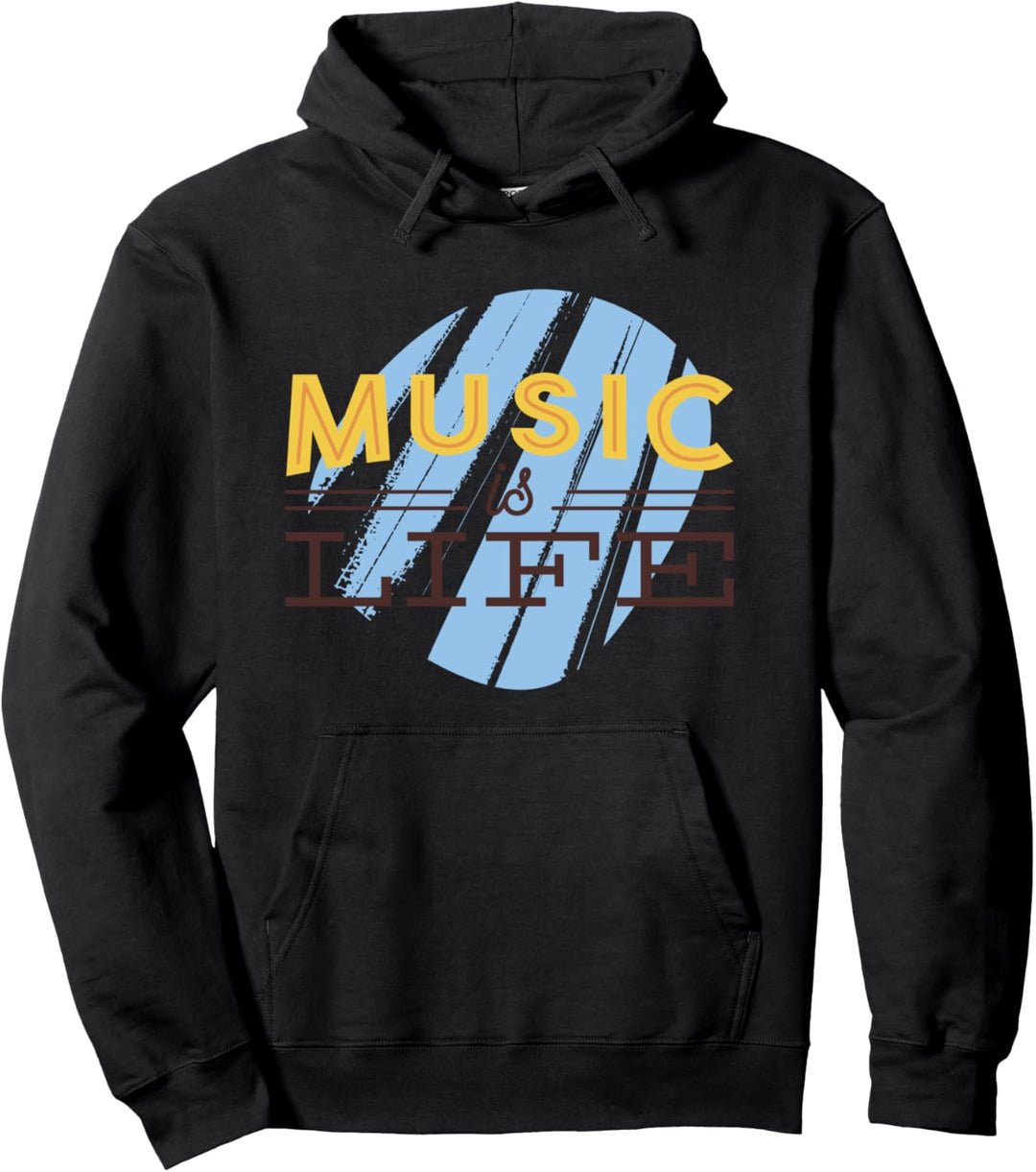 Musik Design mit "Music is life" in schwarz und gelb Pullover Hoodie