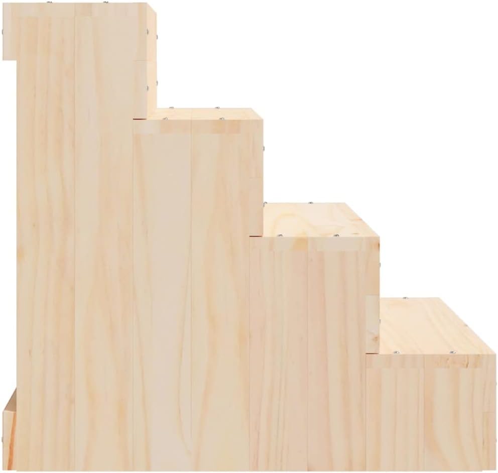 vidaXL Haustiertreppe, Hundetreppe mit Holzrahmen, Katzentreppe mit 3 Stufen, Aufstiegshilfe Treppe