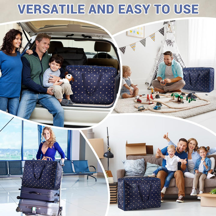 Grosse Aufbewahrungstaschen, 105 l, robuste Umzugstaschen mit stabilen Reissverschlüssen und Griff,