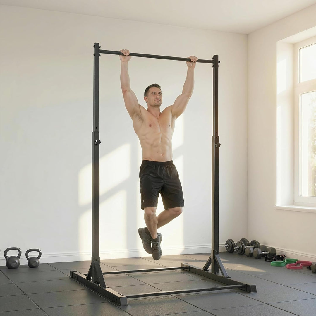 Soozier Tragbare Klimmzugstation 8-stufig verstellbar 440LBS Schwarz | Klimmzugstange, multifunktion