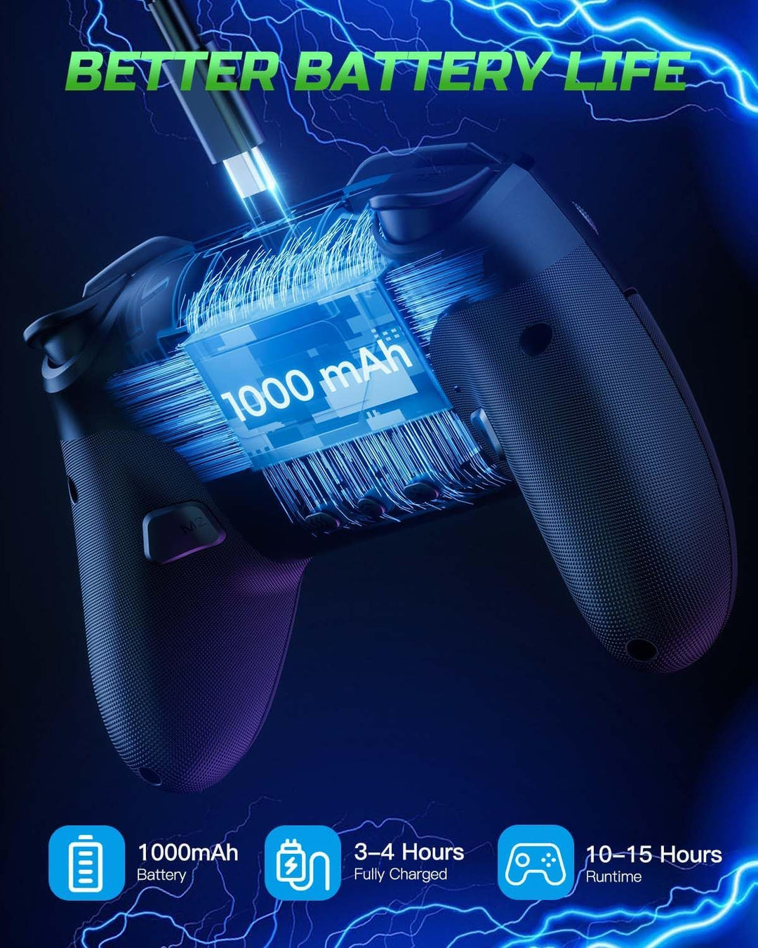 VOYEE Switch Controllers kompatibel mit Switch/Lite/OLED/Windows, 1000mAh Programmierbar RGB Blitz L