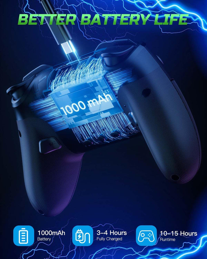VOYEE Switch Controllers kompatibel mit Switch/Lite/OLED/Windows, 1000mAh Programmierbar RGB Blitz L