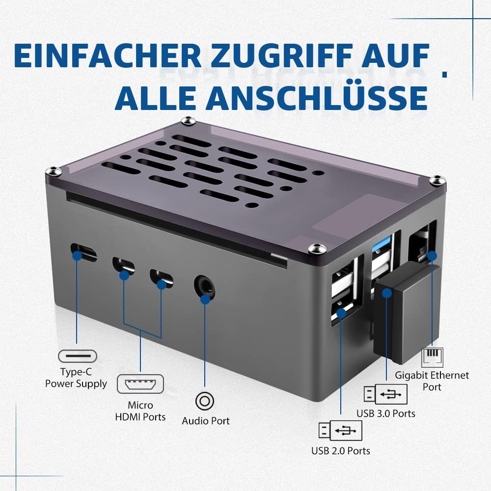 GeeekPi Raspberry Pi 4 Aluminium NAS Gehäuse mit PWM Lüfter und M.2 SATA SSD Adapterplatine, Raspber