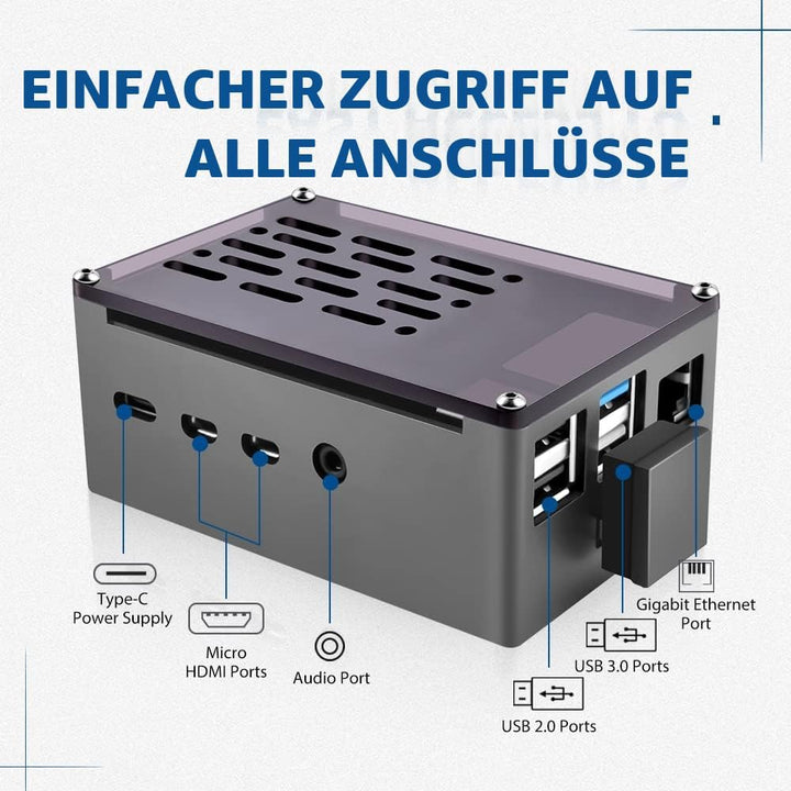 GeeekPi Raspberry Pi 4 Aluminium NAS Gehäuse mit PWM Lüfter und M.2 SATA SSD Adapterplatine, Raspber