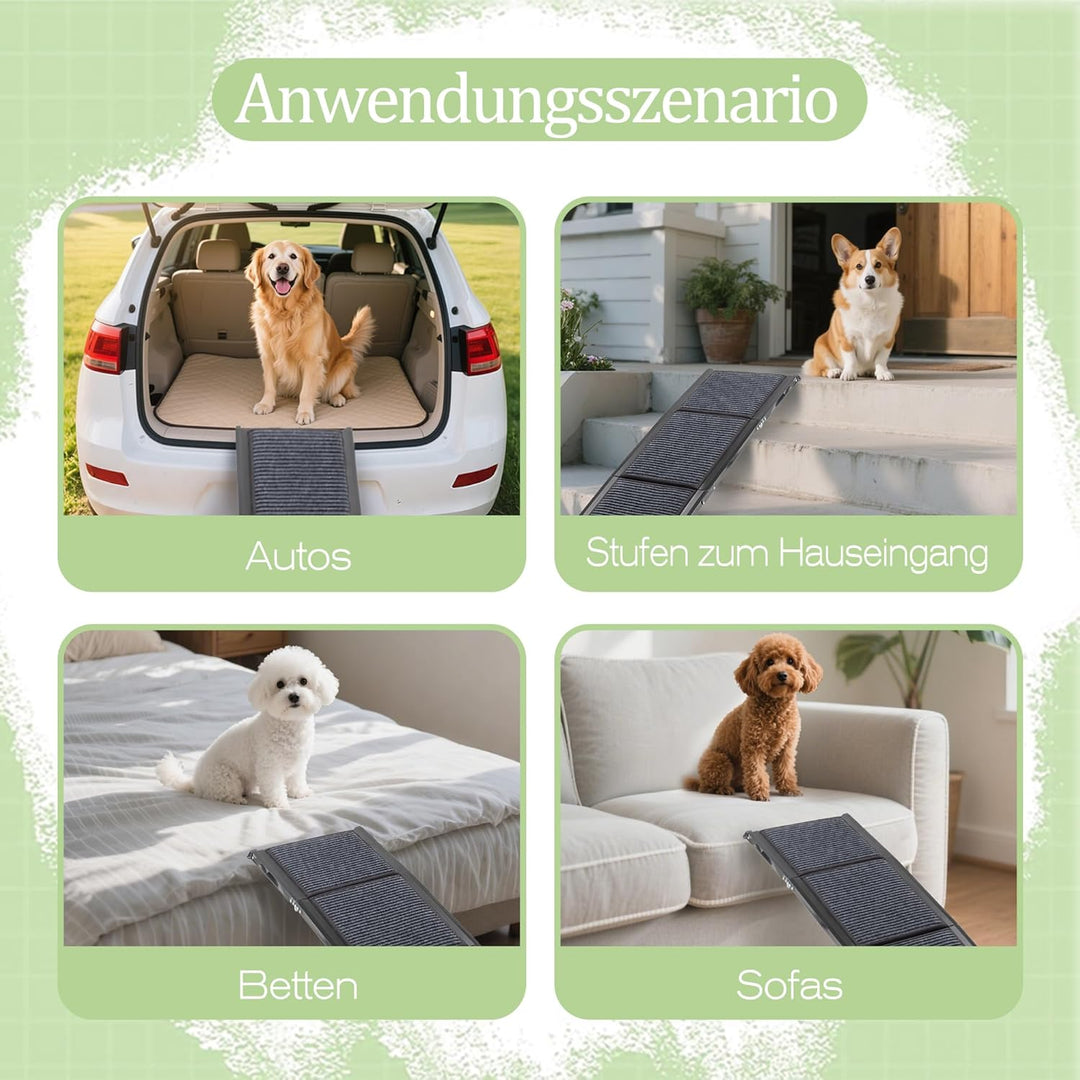 Hunderampe Auto Klappbar, Extra Lange 180cm Hunderampe mit Rutschfester Teppich für Grosse Hunde bis