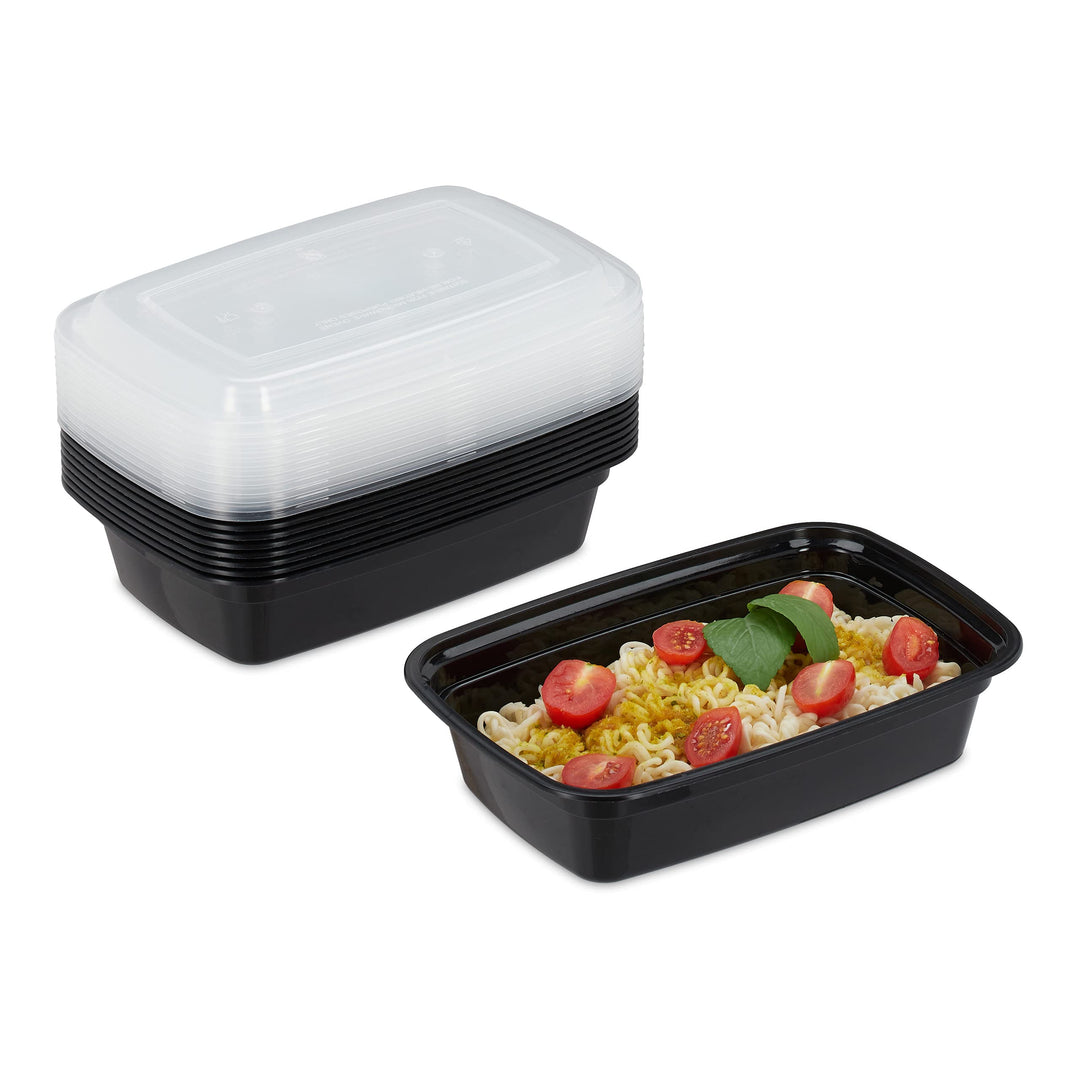 Relaxdays Meal Prep, 10er Set, 1 Fach, 1000 ml, mikrowellengeeignet, auslaufsicher, Food-Box, Kunsts