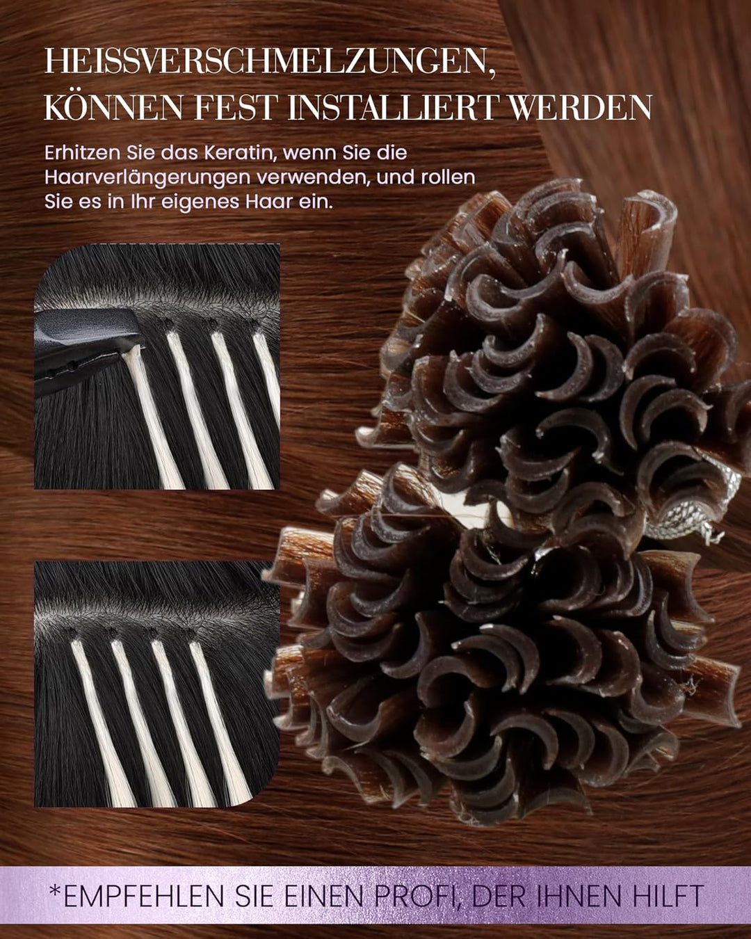 LaaVoo Extensions Echthaar Bondings Rotbraun Echthaar Extensions Bondings Rot Echthaar Extensions Mi