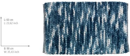 WENKO Badteppich Urdu Blau, Badematte, sicher, weich, fusselfrei 0 x 90 x 60 cm Blau, 0 x 90 x 60 cm