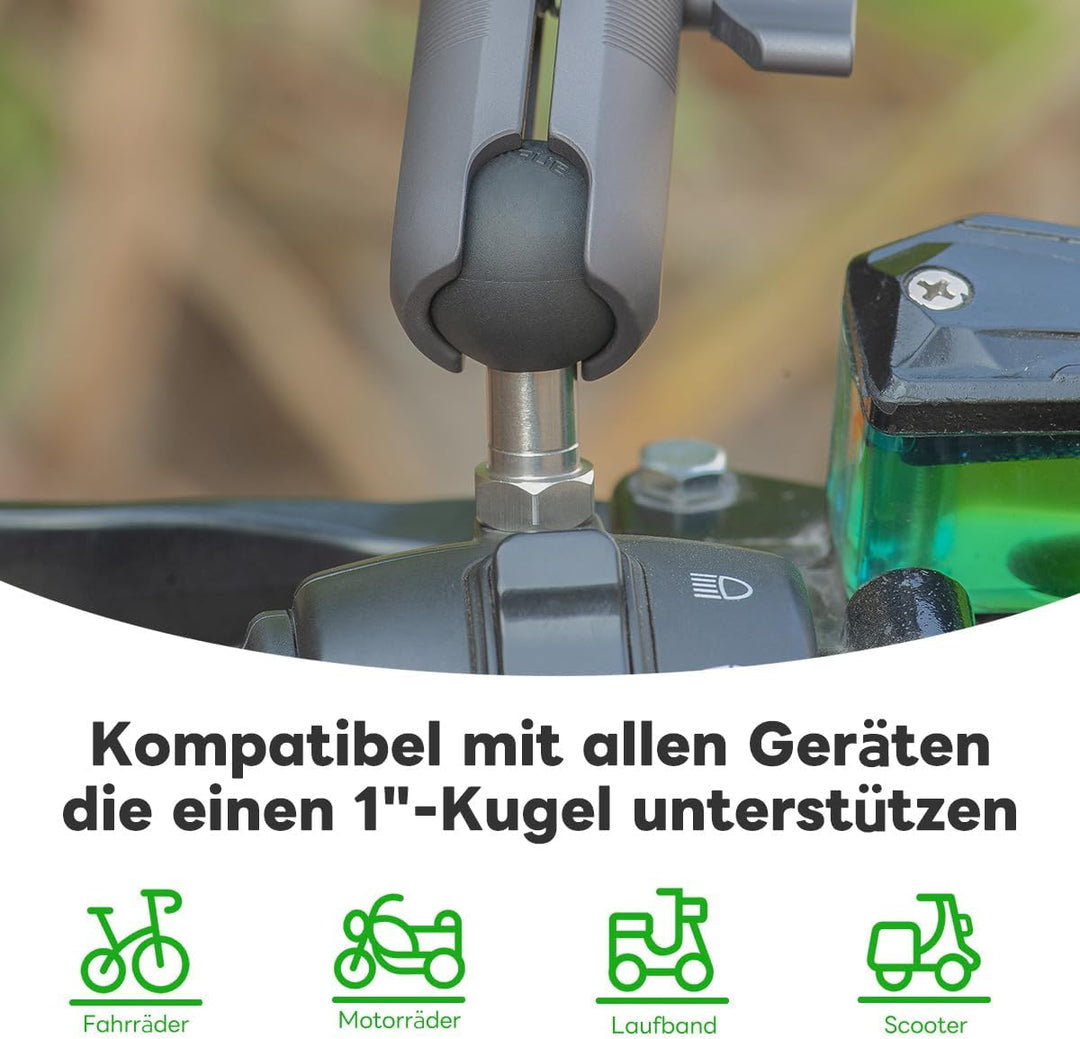 FANAUE 1" Kugel Adapter Kompatibel RAM Mounts B Grösse Doppelsockelarm,mit M6 x 1.0 Gewindepfosten,A