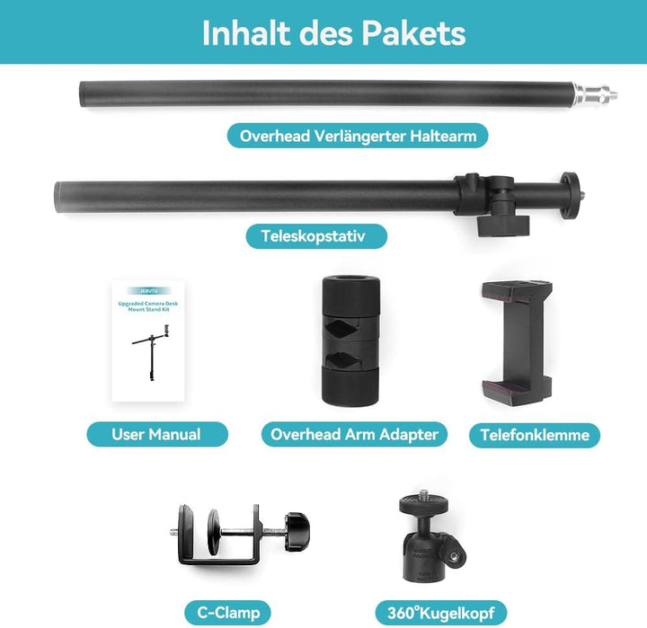 JEBUTU OS01 Kamera Tischstativ Overhead Stativ, 32.5-88cm verstellbar Kamera Tischhalterung für Kame
