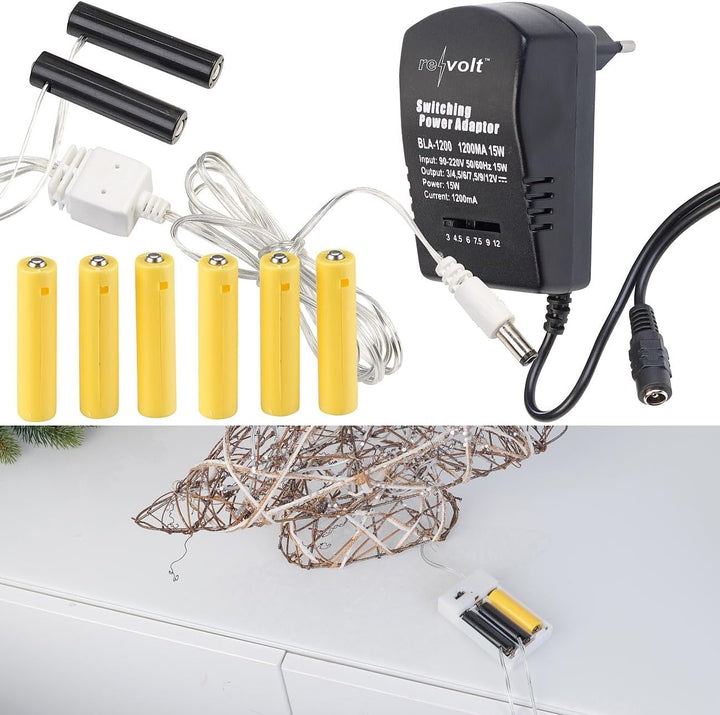 revolt Batterie Dummies AAA: Batterie-Netzteil-Adapter für bis zu 2 Geräte, ersetzt 8 AAA-Batterien