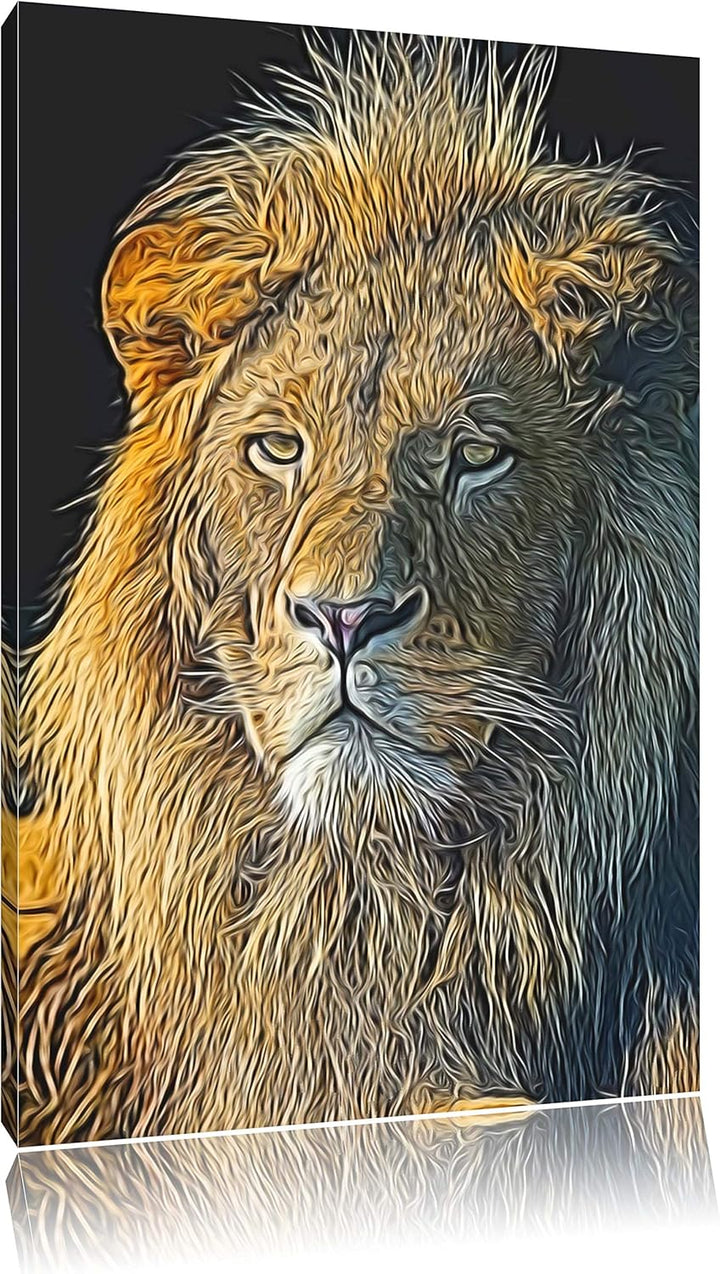 beeindruckender Löwe Deluxe Format: 100x70 cm auf Leinwand, XXL riesige Bilder fertig gerahmt mit Ke