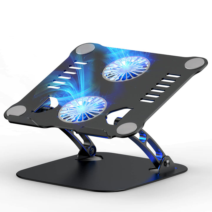 Laptop Ständer Höhenverstellbar mit RGB Lüfter, Faltbarer Stand aus Aluminiumlegierung, Belüfteter L