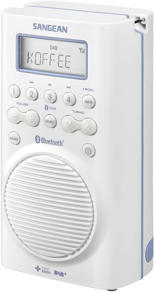 Sangean H-205D BT Wasserdichtes Duschradio (Bluetooth, DAB+, UKW-RDS, wasserdicht nach JIS7)