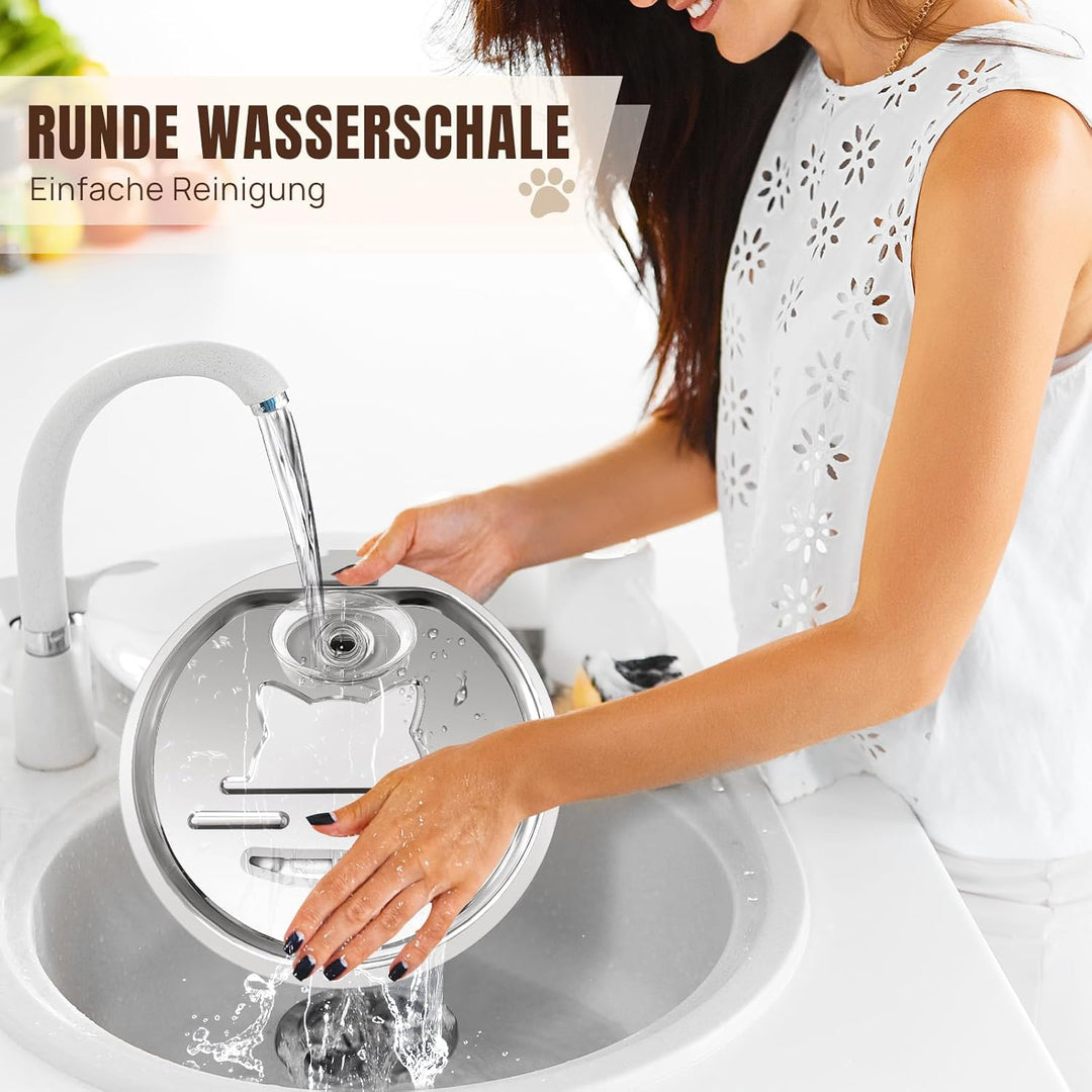 2.2L Edelstahl Trinkbrunnen Katzenbrunnen für Katze und Hunde Leise Trinkbrunnen mit 3-Stufen Filter