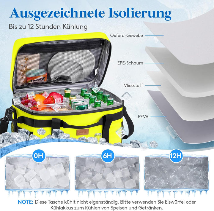 Lifewit Kühltasche 30L, Faltbar Picknicktasche für Essen & Getränke, Kühlbox Tragbare Eistasche für
