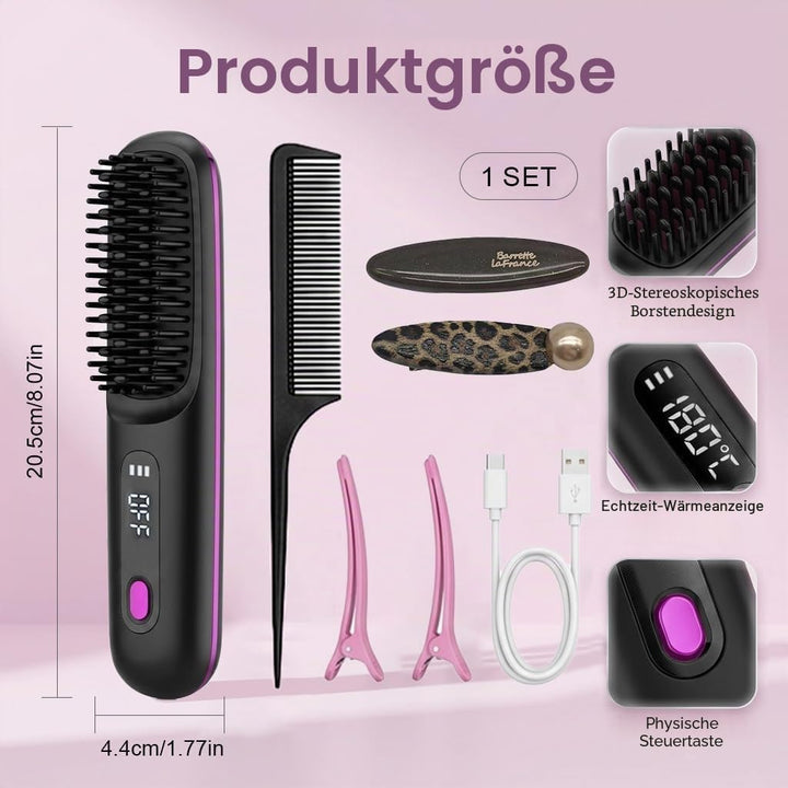 Stylingbürste für kurze Haare Kabellos Haarglätter Bürste Haarbürste Elektrische Ionen Haarbürste fü
