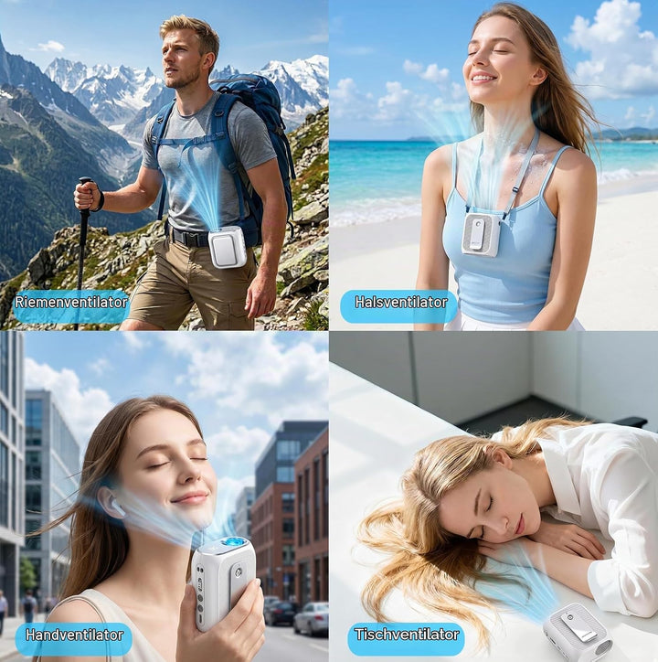 Tragbarer Clip Ventilator mit Eiskühlplatte, Nackenventilator Shirt Gürtel Ventilator Hals für Unter
