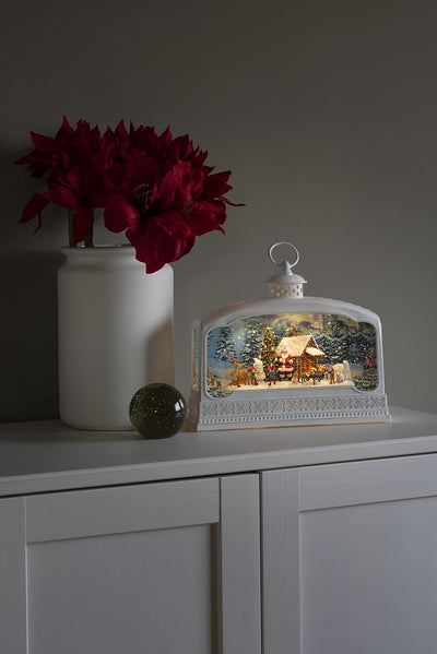 Konstsmide LED Wasserlaterne, "Santa mit Tieren", weiss, wassergefüllt, wählbare Energiefunktion, mi