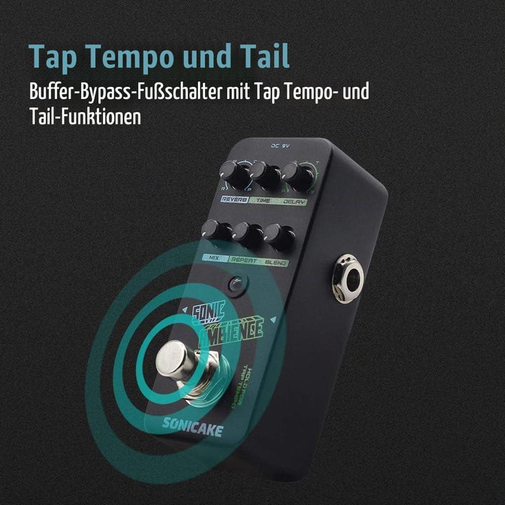 SONICAKE Delay und Reverb Gitarre Effektpedal Sonic Ambience Multi Mode Tap Tempo, Delay und Reverb