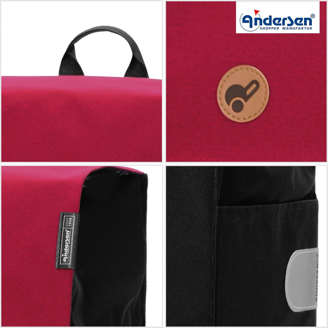 Andersen Shopper Treppensteiger Scala Stahl mit Rad Ø 3 x 13 cm und 47 Liter Tasche Hera rot, Rot
