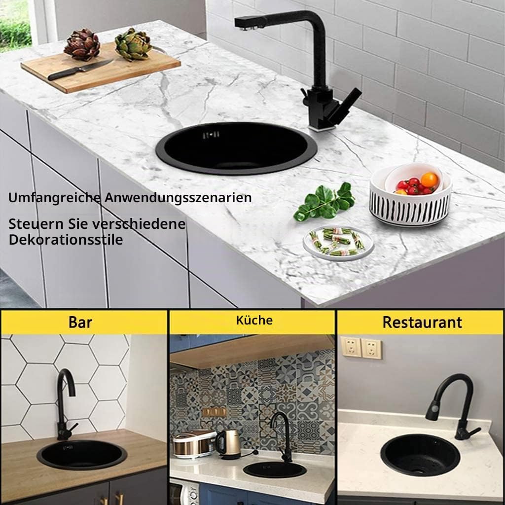 Schwarzes Rundes Waschbecken Küchenrenovierungsbecken Rundes Einzelwaschbecken Kleines Waschbecken R