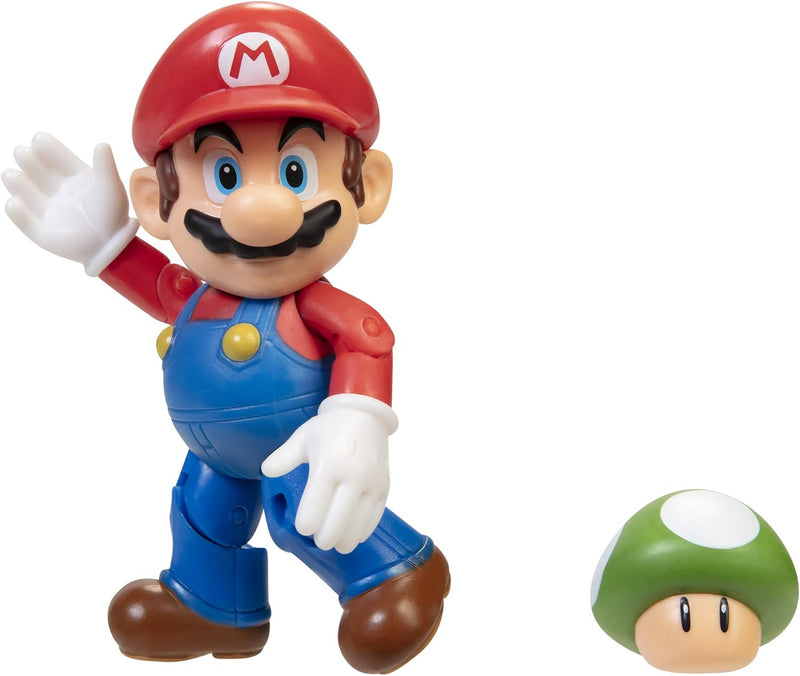 Nintendo JAKKS – 406754 Super Mario – Mario mit 1 up Mushroom – 10cm Spielfigur