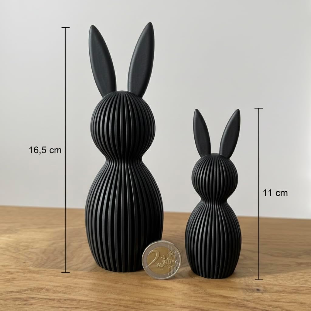 Scandi Osterhase 3D Deko – Minimalistische Osterdekoration im skandinavischen Design – Gerippte Ober