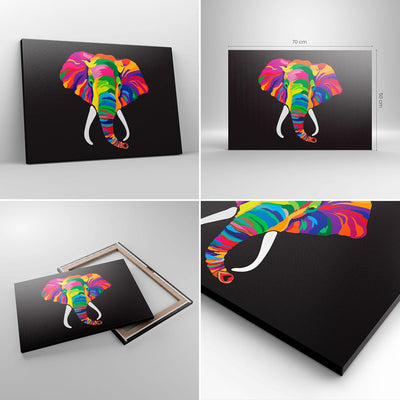 ARTTOR Bilder auf Leinwand Elefant spass bunt tier Leinwandbild 70x50cm Wandbilder Dekoration Wohnzi