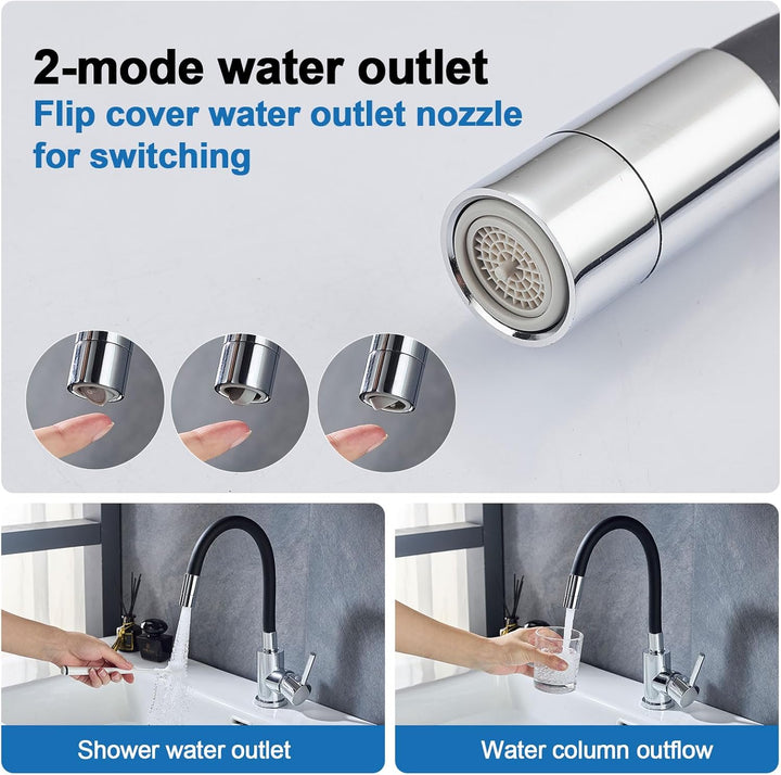 Wasserhahn Bad Mit 2 Wasserstrahlarten,Waschtischarmatur Aus Sicherer Silikonschlauch,360° drehbare,