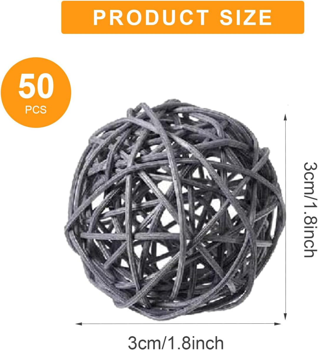 50 Stück Rattanbälle, 3cm Bunte Rattan Kugeln Haltbare Rattan-Kugeln Natürliches Material Sittich Ka