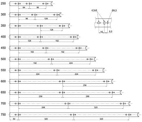 SOTECH 2 Paar (4 Stück) Vollauszüge KV3-45-H45-L450-NF schwarz 450 mm (eingeschoben) Schubladenauszu