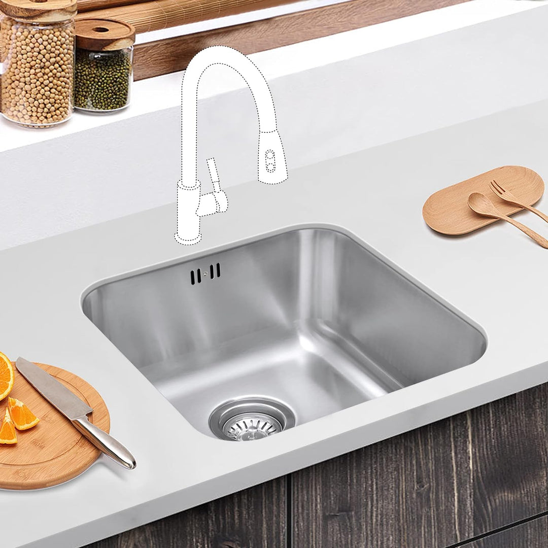 JASSFERRY Küchenspüle 1 Becken Unterbau-Küchenspüle, Unterbauspüle aus Edelstahl Abfluss Rohrsatz, A