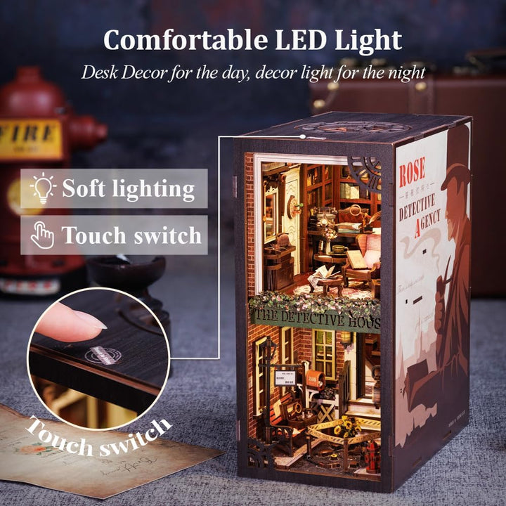 CUTEBEE Book Nook Kit mit Staubschutzhülle–DIY Puppenhäuser Miniatur Haus Kit mit LED-Licht,Booknook