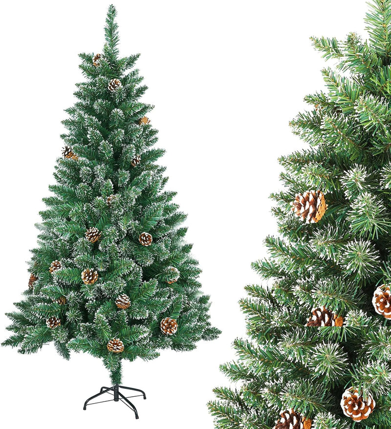 LARS360 180cm Künstlicher Weihnachtsbaum, Christbaum Tannenbaum Grüne PVC mit Schnee-Effekt, Christb