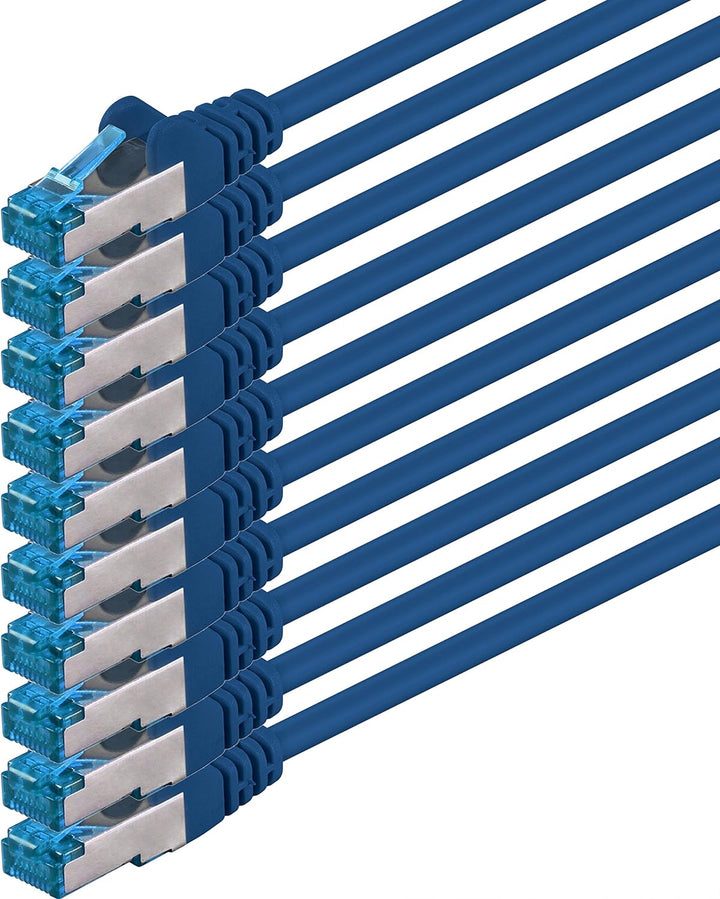 7,5m - CAT6a - Netzwerkkabel blau - 10 Stück CAT 6 A Patchkabel 10000 Mbit s SFTP PIMF 500 MHz kompa