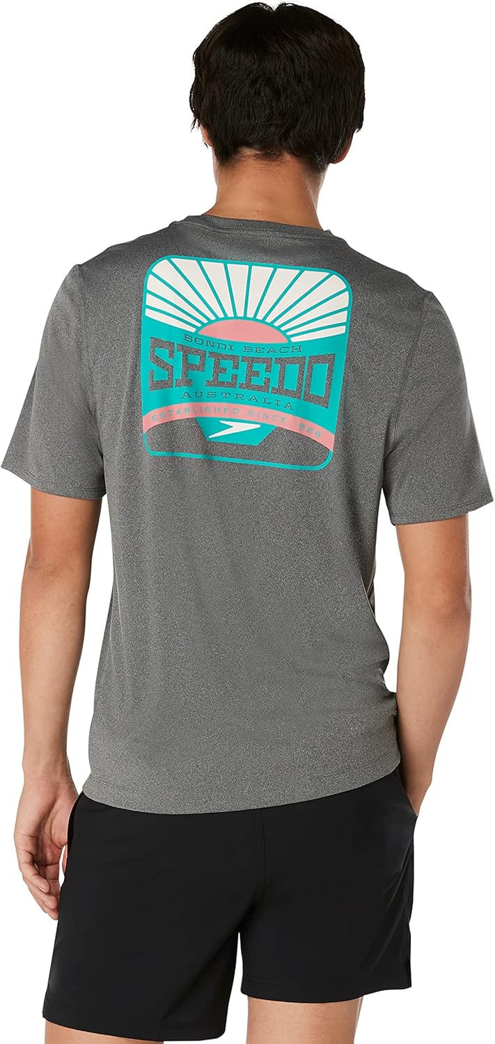 Speedo Herren Uv-badeshirt mit Grafischem Muster, Kurzärmlig Rash Guard Shirt L Vulkanasche, L Vulka