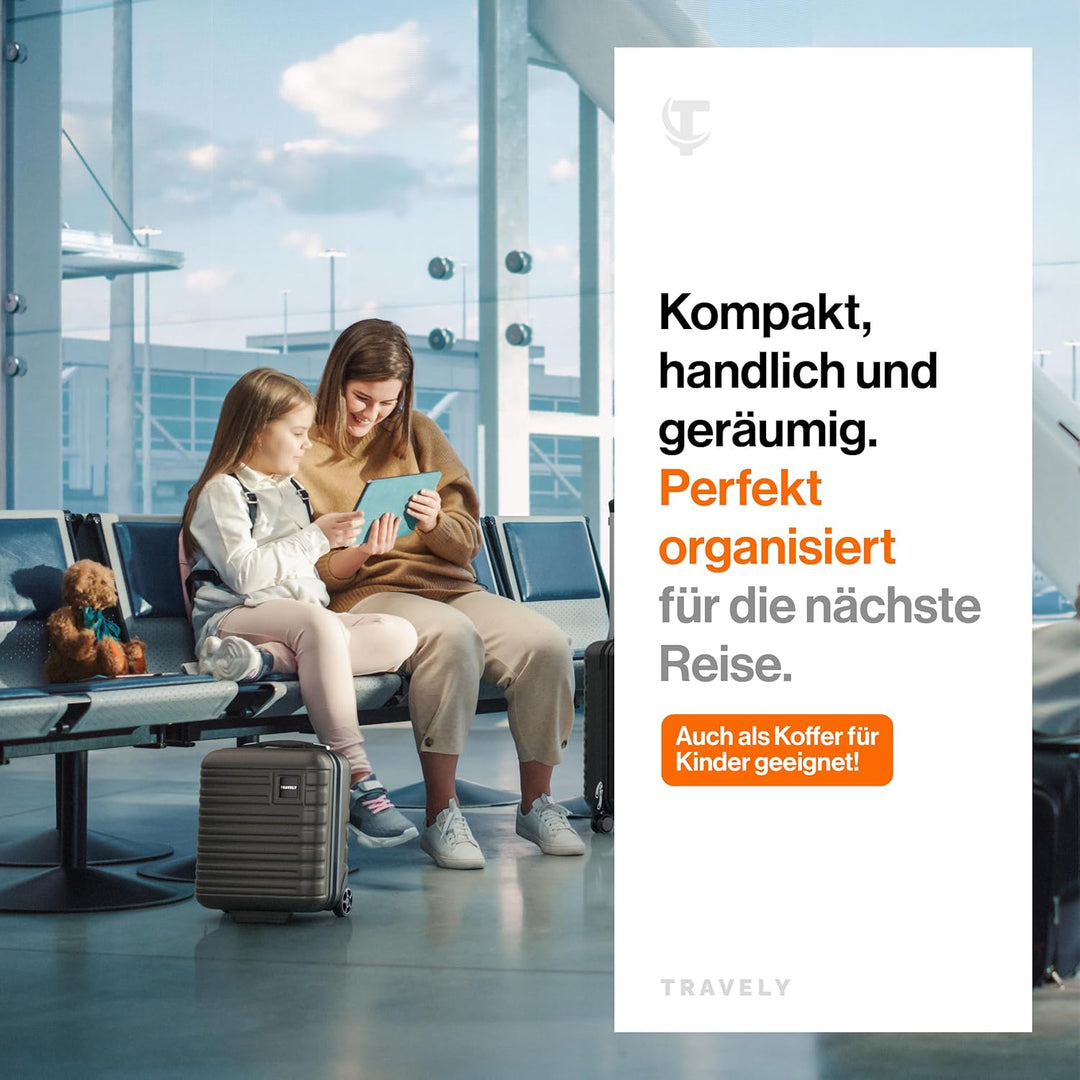 Travely Premium Handgepäck Koffer 40x30x20cm - passend für Ryanair, Lufthansa, Eurowings und co. I 2